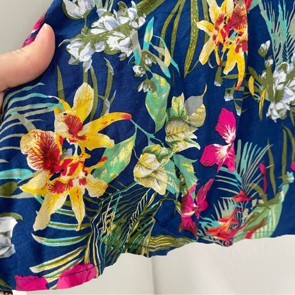 ModCloth Blue Tropical Floral Wrap Style Midi Skirt Womens 3X Bright Beachy - Picture 7 of 10